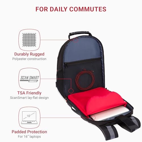 WENGER, Legacy 16 Inch Laptop Backpack,21 Liters Black/Grey, Swiss Designed-Blend of Style and Function, 600631 - Image 3
