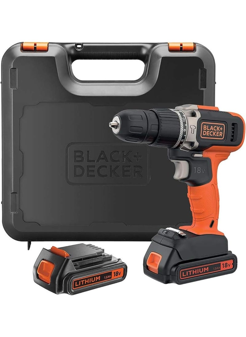 BLACK&DECKER 18V 1.5Ah 650 RPM Combi Hammer Drill with 2 Batteries in Kitbox for Metal, Wod & Masonry Drilling & Screwdriving/Fastening  - Image 2