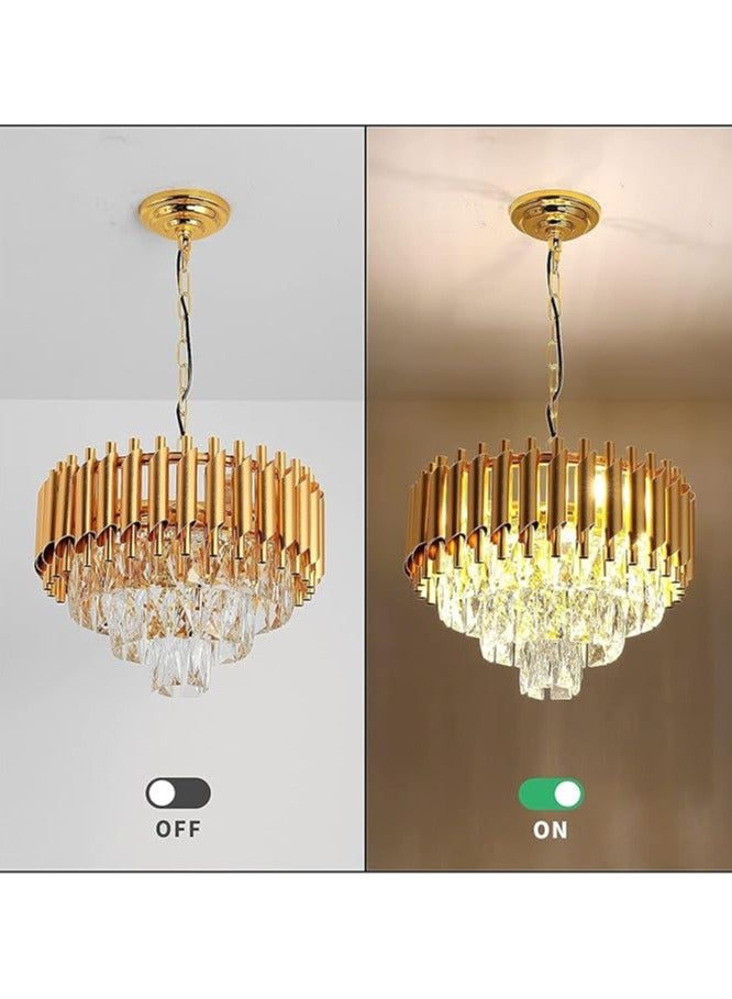 Modern Crystal Chandeliers Gold Chandelier Round Crystal Pendant Light 3-Tier Modern Chandelier Ceiling Lights for Dining Room Living Room Bedroom,500MM size,(Bulb Not Included)  - Image 2
