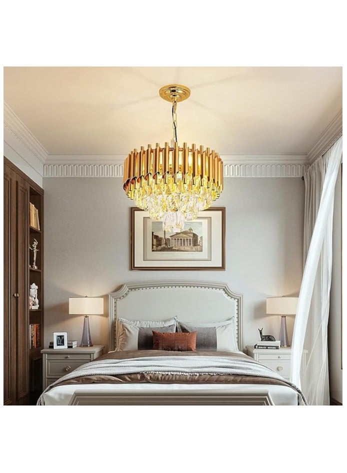 Modern Crystal Chandeliers Gold Chandelier Round Crystal Pendant Light 3-Tier Modern Chandelier Ceiling Lights for Dining Room Living Room Bedroom,500MM size,(Bulb Not Included)  - Image 3