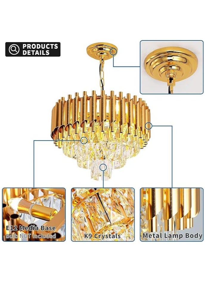 Modern Crystal Chandeliers Gold Chandelier Round Crystal Pendant Light 3-Tier Modern Chandelier Ceiling Lights for Dining Room Living Room Bedroom,500MM size,(Bulb Not Included)  - Image 5