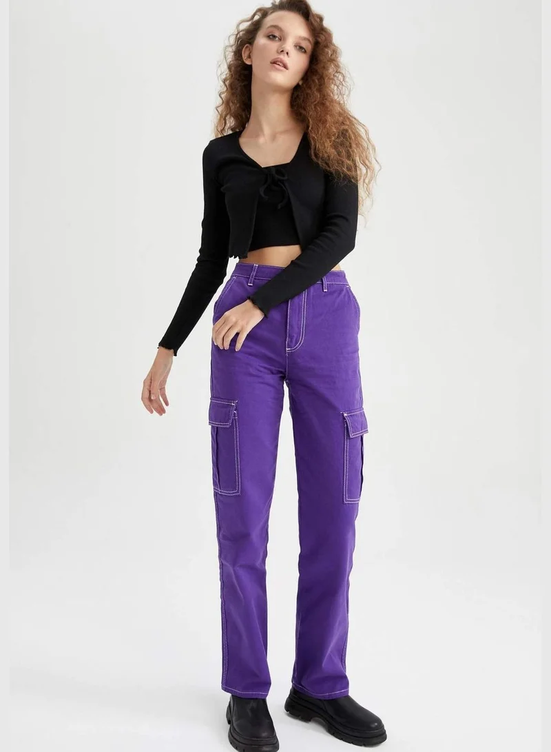 DeFacto Woman Straight Fit Cargo Woven Trousers