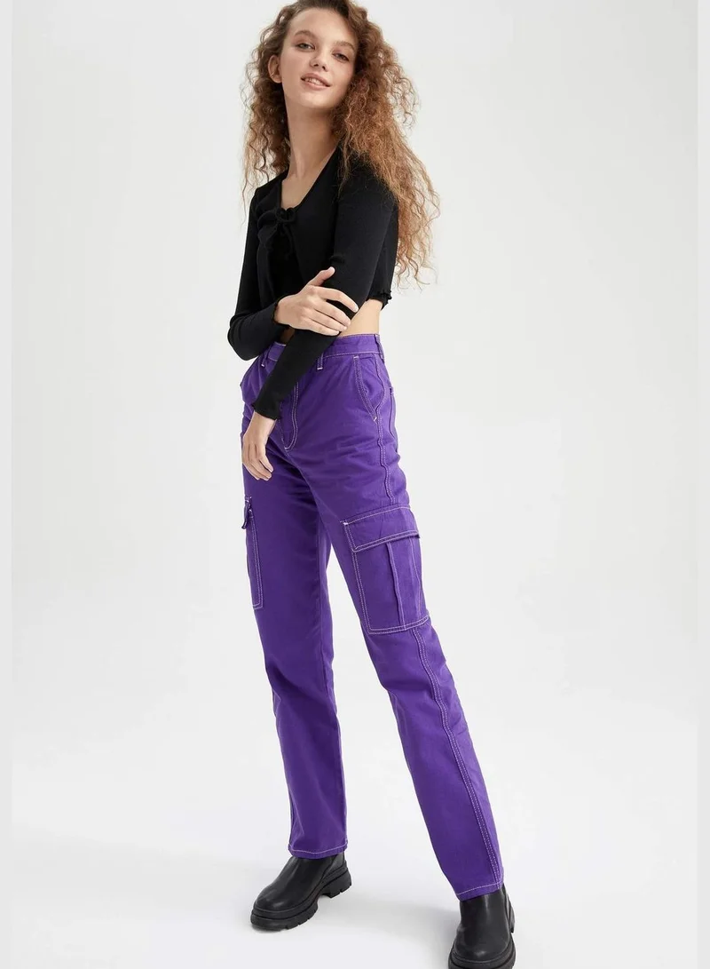 DeFacto Woman Straight Fit Cargo Woven Trousers