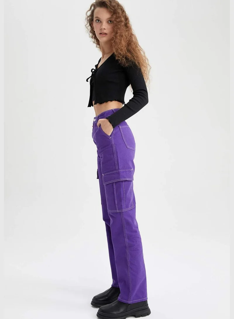 DeFacto Woman Straight Fit Cargo Woven Trousers