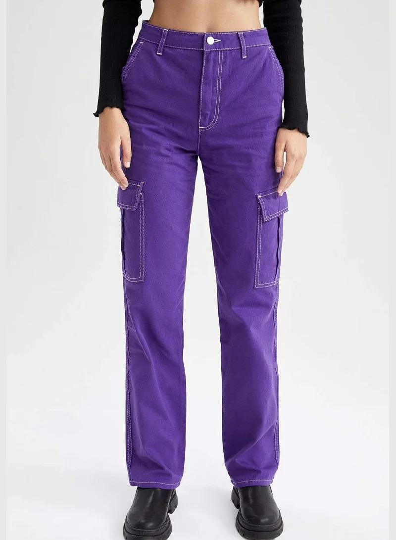 DeFacto Woman Straight Fit Cargo Woven Trousers
