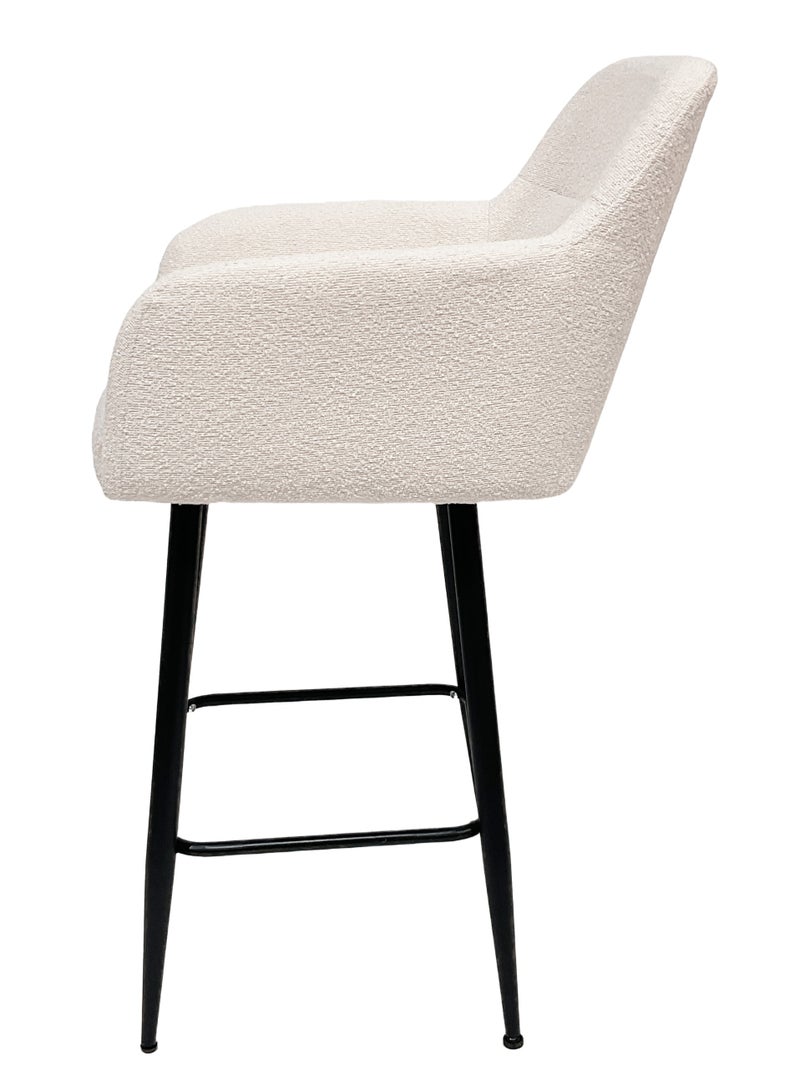 ميبل لديكور المنزل Maple Home High Bar Chair Boucle Fabric Curved Armest Backrest Footrest Black Metal Legs Wool Counter Stools Bar Kitchen Living Resturant Furniture  - Image 2