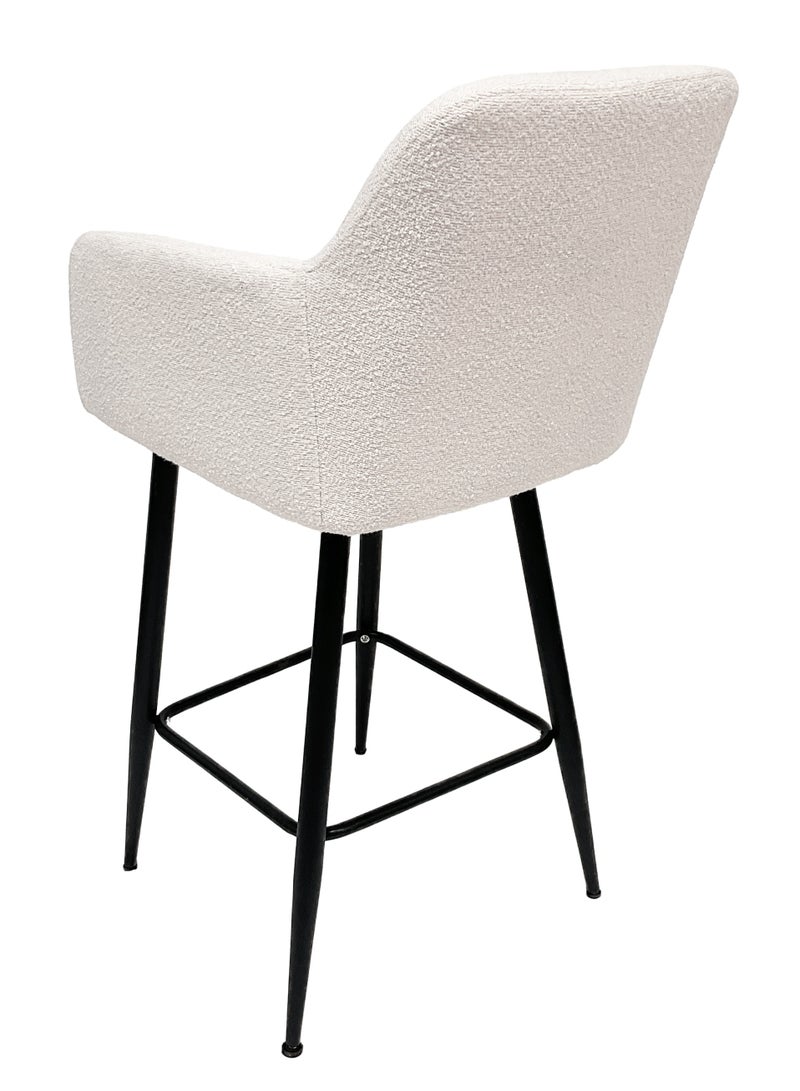 ميبل لديكور المنزل Maple Home High Bar Chair Boucle Fabric Curved Armest Backrest Footrest Black Metal Legs Wool Counter Stools Bar Kitchen Living Resturant Furniture  - Image 4