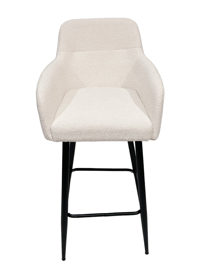 ميبل لديكور المنزل Maple Home High Bar Chair Boucle Fabric Curved Armest Backrest Footrest Black Metal Legs Wool Counter Stools Bar Kitchen Living Resturant Furniture  - Image 5
