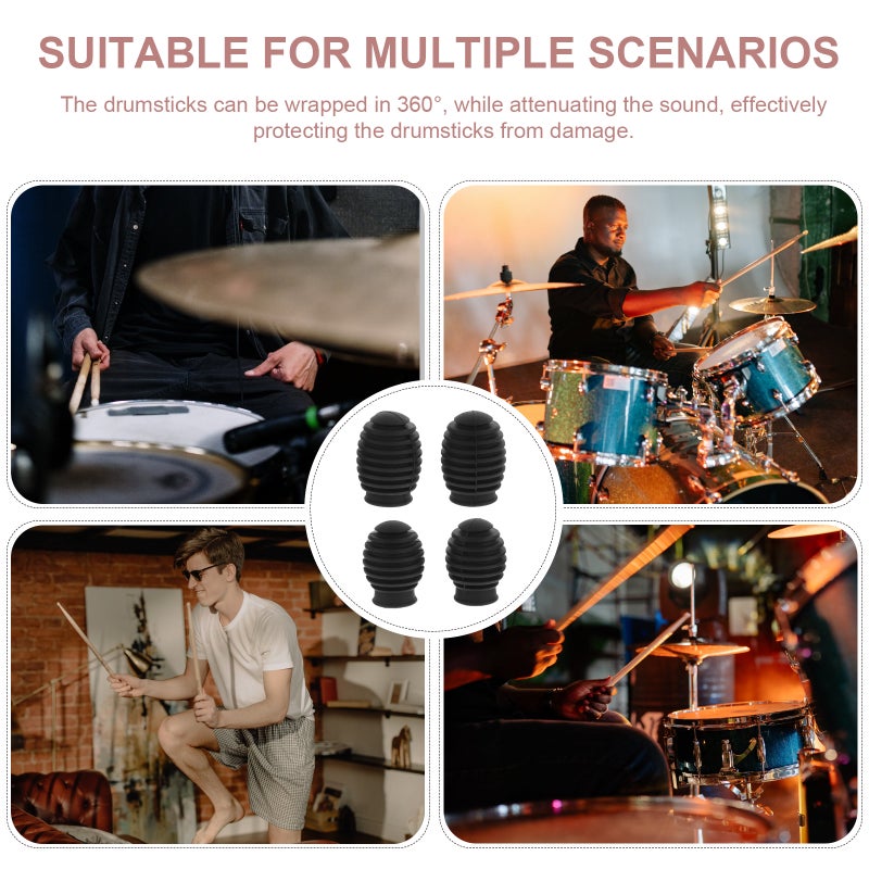 8 pcs Practical Silicone Drumstick Covers Mute Protectors for Drum Practicing - Image 3