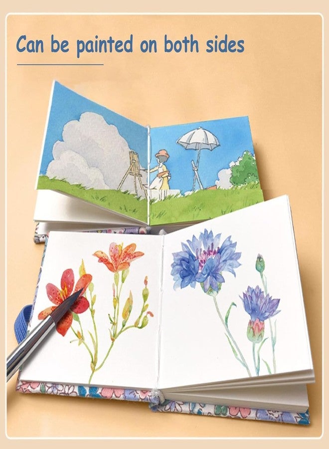 MIXJOY Portable Sketchbook Palette Set 8 Grids Mini Wood Travel Paint Palette Paint Box for Watercolor Gouache Acrylic Painting Come with Watercolor Paper Journal, Watercolor Paints, Brush Pens and a Clip - Image 4