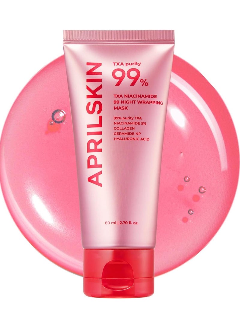 APRIL SKIN TXA Niacinamide 99 Overnight Wrapping Mask 80ml，99% High-Purity TXA+Niacinamide for Uneven Skin Tone Overnight Skin Booster for Toning Care, Firming & Pore Care  - Image 1