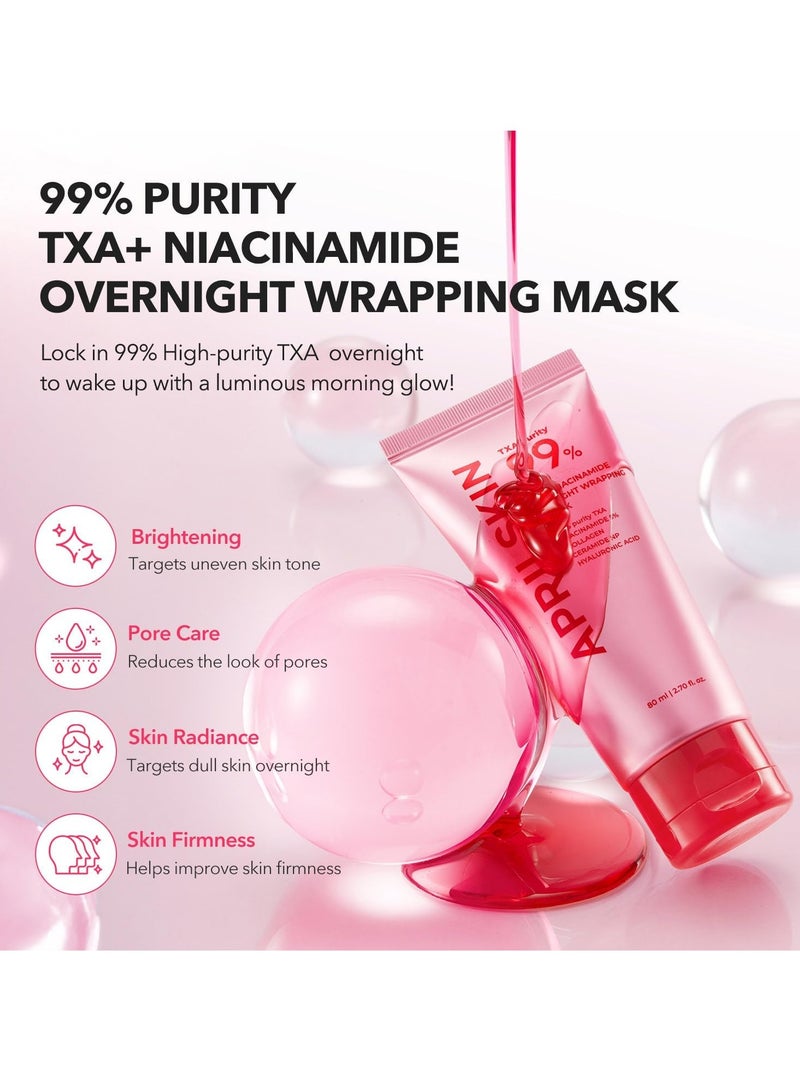 APRIL SKIN TXA Niacinamide 99 Overnight Wrapping Mask 80ml，99% High-Purity TXA+Niacinamide for Uneven Skin Tone Overnight Skin Booster for Toning Care, Firming & Pore Care  - Image 2