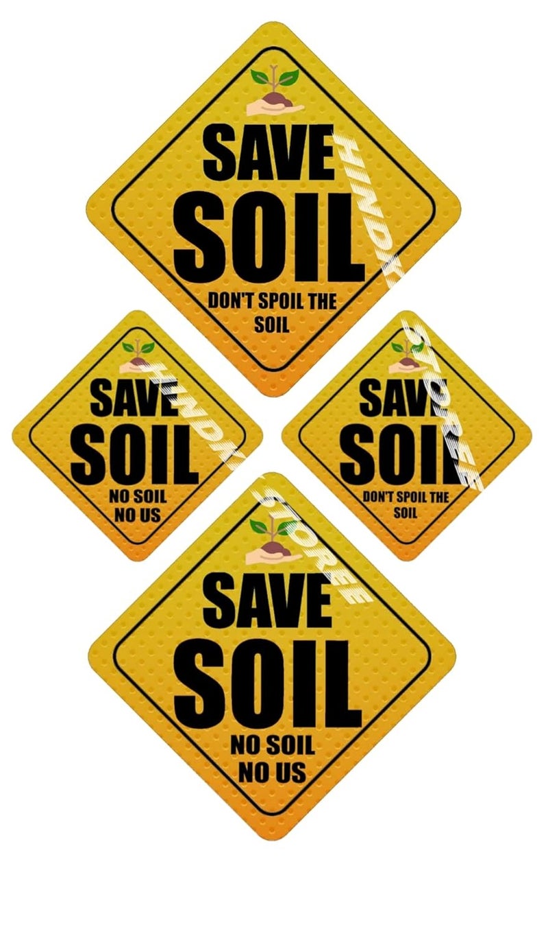 Generic Save Soil Sticker Sticker Pack of 4 4 5 inch Save Soil Save Nature Save Earth Save Water Stop Pollution Stickers Earth Day Environment Day Stickers for Home Office CAR Bikes 