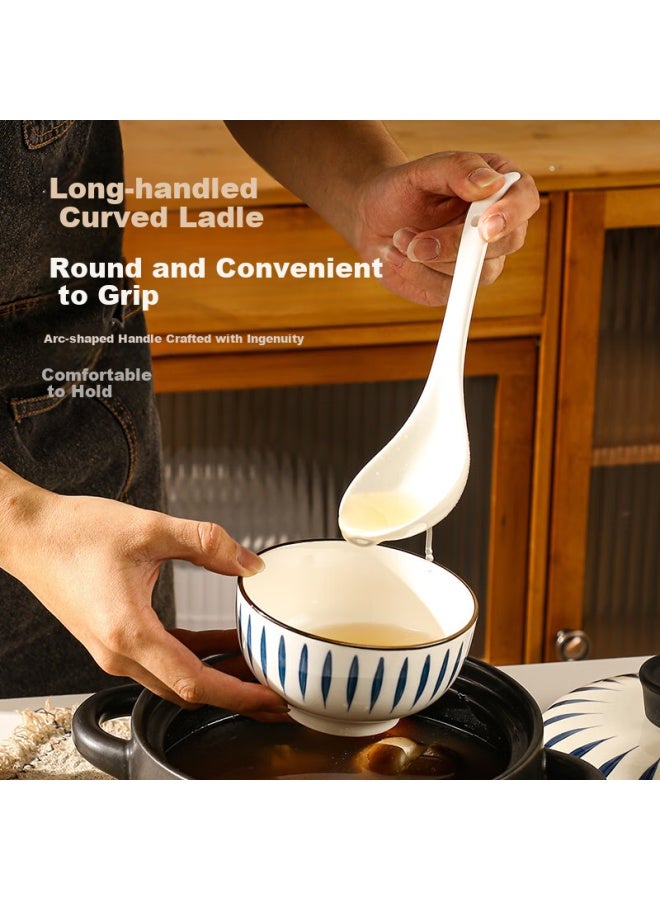 GRASEY Guangyi Style Ceramic Large Ladle Long Handle Household Soup Ladle Big Size Porridge Ladle Scoop Soup Spoon Tableware Gy8840 - Image 5