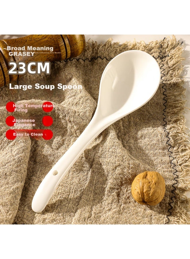 GRASEY Guangyi Style Ceramic Large Ladle Long Handle Household Soup Ladle Big Size Porridge Ladle Scoop Soup Spoon Tableware Gy8840 - Image 3