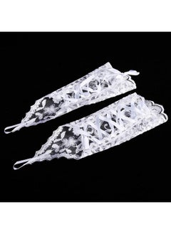 Zerodis Zerodis Lacey Ivory Rhinestone Fingerless Gloves for Brides Accessory Wedding Prom Party, Bandage Long Gloves, Evening Dress Gloves for Party Prom Opera(White)  - Image 4
