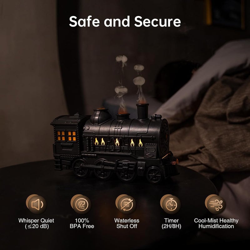 Clwone Clwone Train Design Essential Oil Diffuser 300ml Aromatherapy Humidifier with Remote Control 2 Mist Modes Multi Color  - Image 5