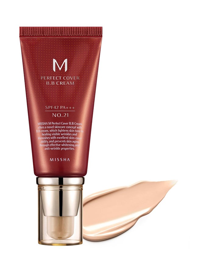 Missha M Perfect Cover BB Cream With SPF42 PA+++ No. 21 Light Beige - Image 2