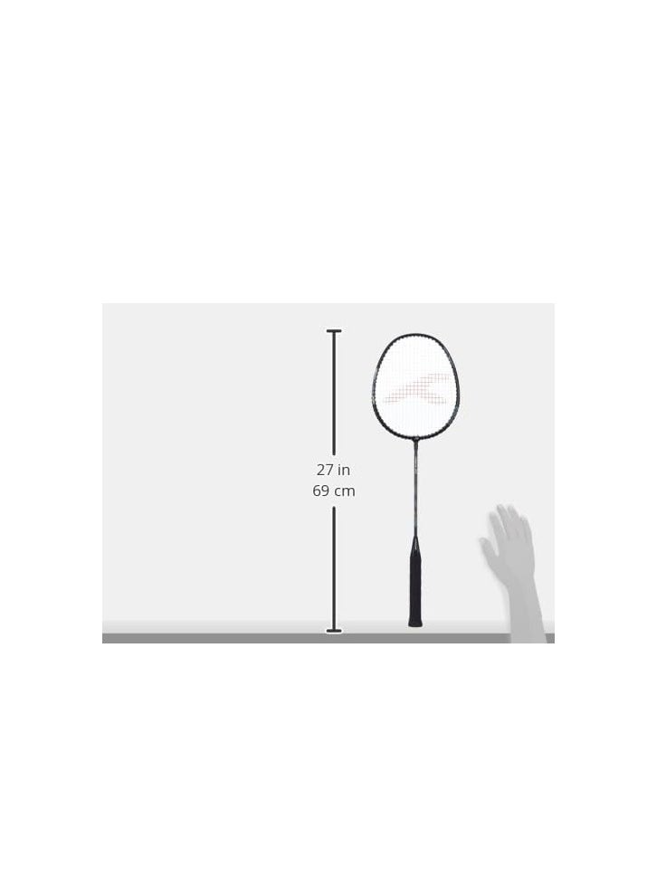 HUNDRED - Powertek 200 PRO Badminton Racquet with Head Cover | Size: Standard | Grip Size:G5) | Strung | Material: Aluminium | For Intermediate Players | Weight: 95 grams | Maximum String Tension - 18-20lbs - Image 1