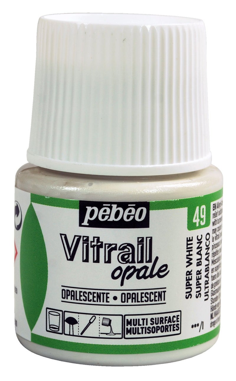 Pebeo Vitrail, Stained Glass Effect Paint, 45 ml Bottle - Super White, 1.52 Fl Oz (Pack of 1) - Image 1