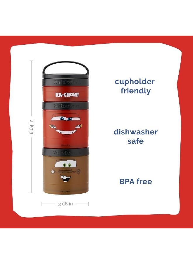 Whiskware Whiskware Containers for Toddlers and Kids 3 Stackable Snack Cups for School and Travel, 1/3 cup+1 cup+1 cup, Cars  - Image 2