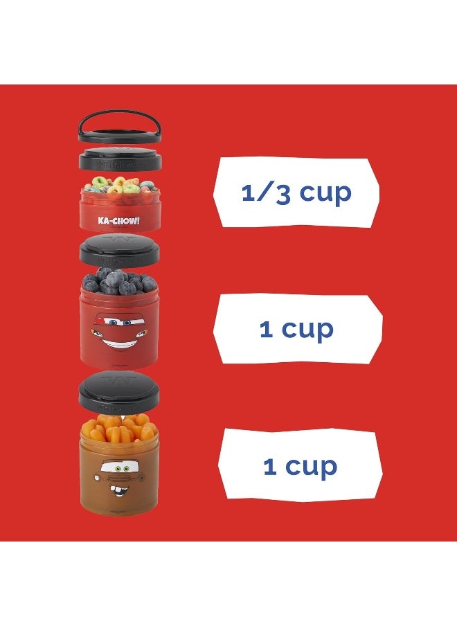 Whiskware Whiskware Containers for Toddlers and Kids 3 Stackable Snack Cups for School and Travel, 1/3 cup+1 cup+1 cup, Cars  - Image 4
