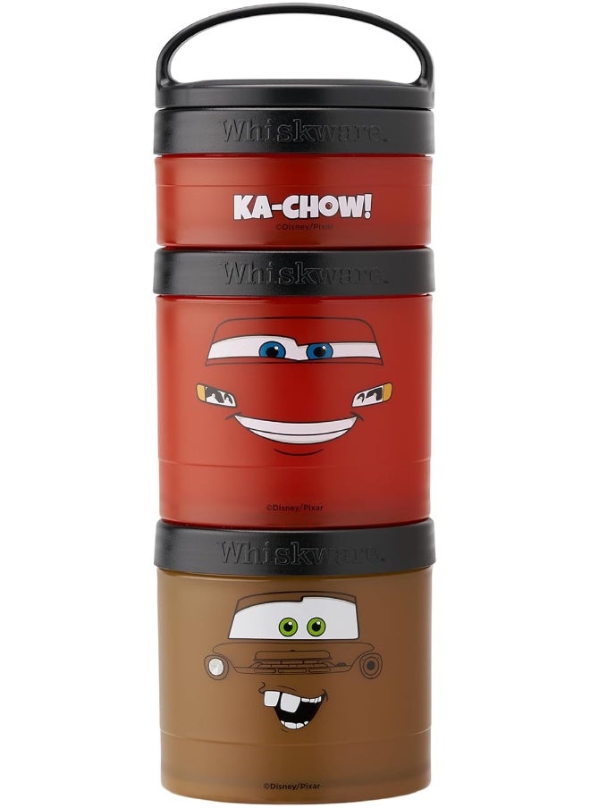 Whiskware Whiskware Containers for Toddlers and Kids 3 Stackable Snack Cups for School and Travel, 1/3 cup+1 cup+1 cup, Cars  - Image 1