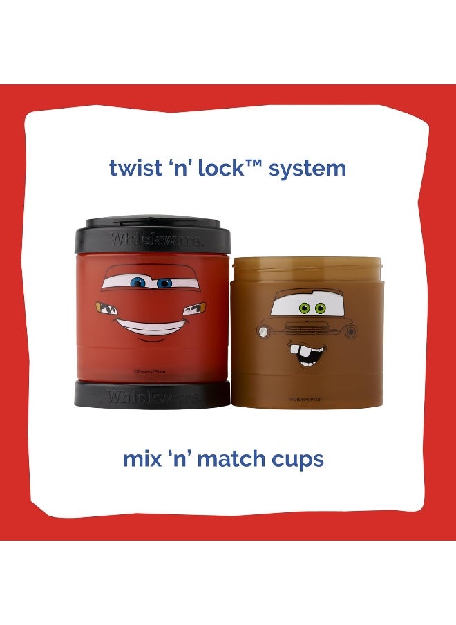 Whiskware Whiskware Containers for Toddlers and Kids 3 Stackable Snack Cups for School and Travel, 1/3 cup+1 cup+1 cup, Cars  - Image 3