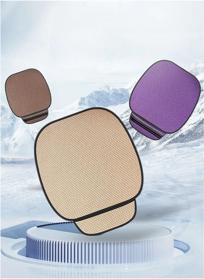 Bukela 3PCS Universal Car Seat Cushion Set 3D Soft Linen Breathable Car Seat Cushion for Front and Back Seat Comfort Non-slip Breathable Ice Silk Cushion Car Interior Accessories (Black/3PCS) - Image 2