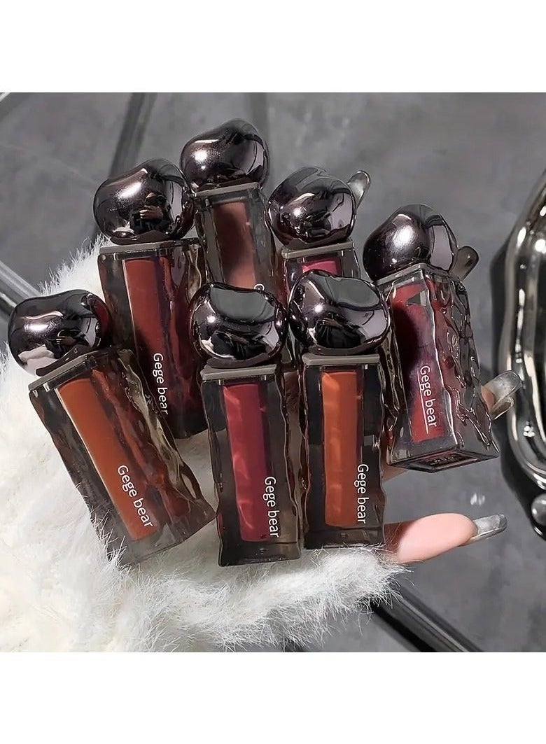 Gege bear Ice Mountain Lava Lip Glaze - Long-Lasting, Moisturizing, Waterproof, Non-Stick, Non-Fading Mirror Glossy Lipstick for All Skin Types - Berry, Brown, Orange, Pink, Purple Shades for Adults #7 - Image 5