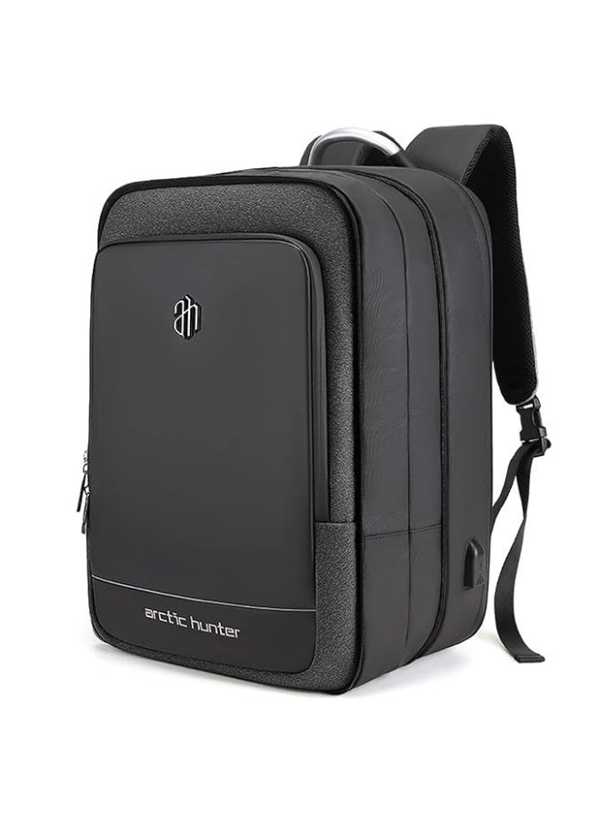 أركتيك هانتر حقيبة ظهر Arctic Hunter للسفر للرجال والنساء بسعة 41 لترًا وجيب ملابس قابل للتوسيع وجيب كمبيوتر محمول مقاس 17 بوصة ومنفذ USB وحقيبة كمبيوتر محمول 3 في 1 مقاومة للماء وجيوب متعددة لليلة واحدة - Image 1