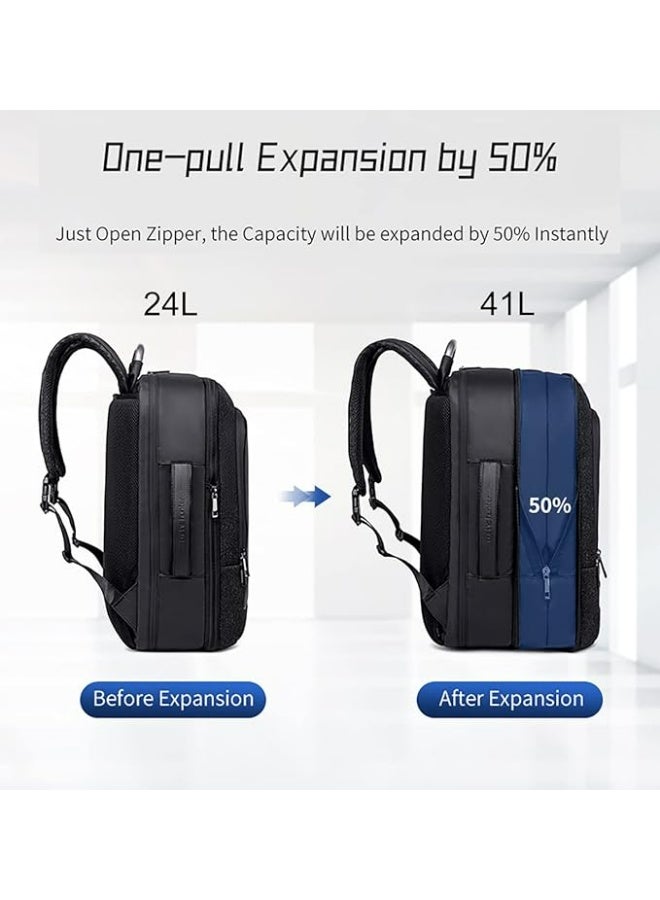 أركتيك هانتر حقيبة ظهر Arctic Hunter للسفر للرجال والنساء بسعة 41 لترًا وجيب ملابس قابل للتوسيع وجيب كمبيوتر محمول مقاس 17 بوصة ومنفذ USB وحقيبة كمبيوتر محمول 3 في 1 مقاومة للماء وجيوب متعددة لليلة واحدة - Image 2