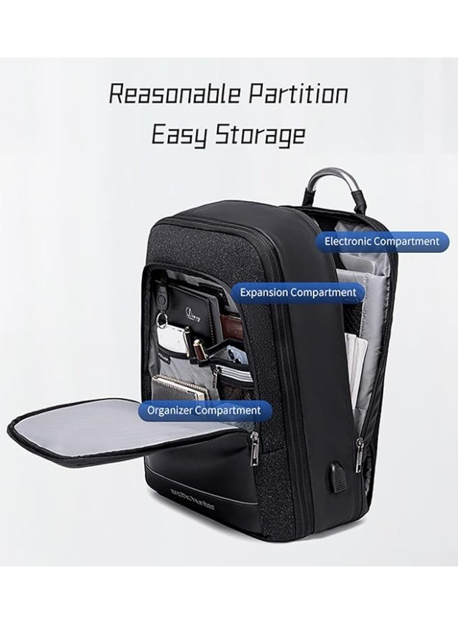 أركتيك هانتر حقيبة ظهر Arctic Hunter للسفر للرجال والنساء بسعة 41 لترًا وجيب ملابس قابل للتوسيع وجيب كمبيوتر محمول مقاس 17 بوصة ومنفذ USB وحقيبة كمبيوتر محمول 3 في 1 مقاومة للماء وجيوب متعددة لليلة واحدة - Image 3