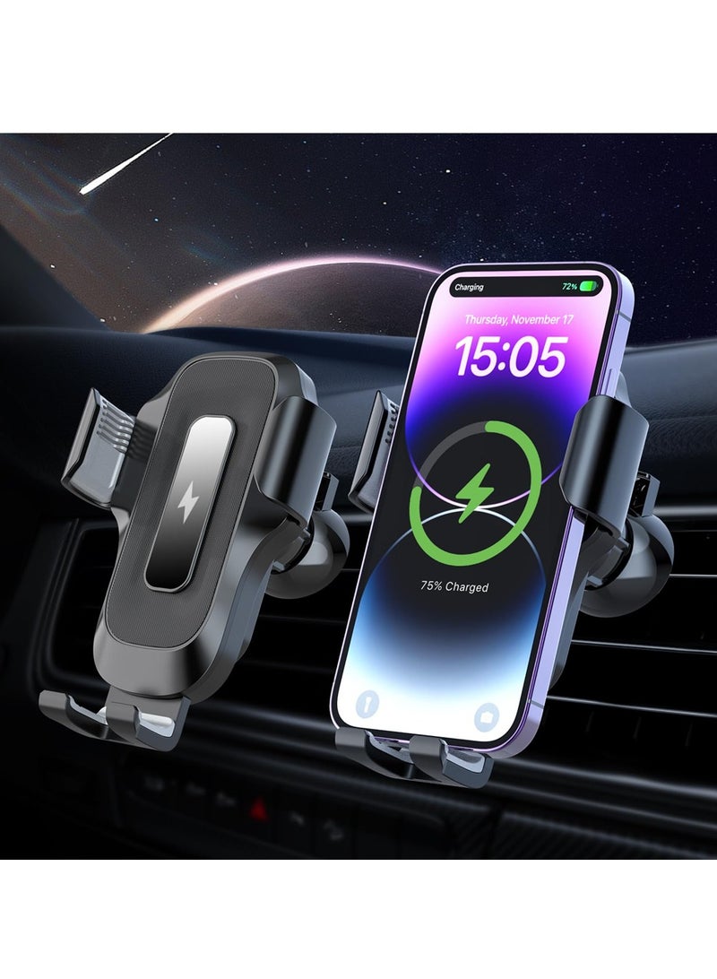 SYOSI Wireless Car Charger, 15W Fast Charging Automatic Clamping Car Phone Holder Wireless Charger, Mount Automatic Sensor Car Charger Vent for iPhone14/13/12/11, for Samsung Galaxy S23/S22/S21/S20 - Image 1