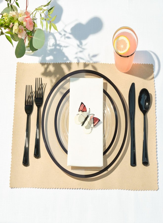 By Madee HEAVYWERIGHT 150 Pc Clear and Black Plates Disposable for Party | Nice Disposable Plates and Cutlery Set | Perfect for Wedding, Birthday | Extra Sturdy (25 Guests) - Image 4