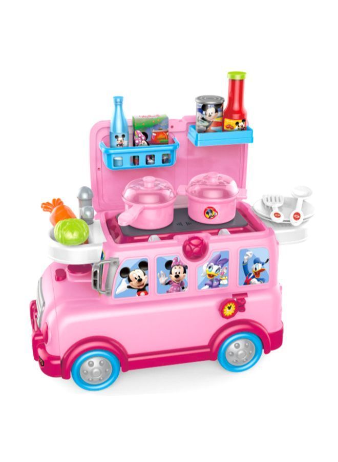 Minnie Mouse Dining Car Bus School Bus Storage Simulation Kitchen Tableware Trolley case