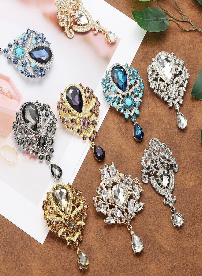 PATIKIL 2 Pcs Large Rhinestone Brooch, Vintage Crystal Bouquet Pin Silver Brooch Pins for Women Wedding Bridal Party Birthday Dance Banquet Decoration, Silver(3.5x2.2 Inch) - Image 4