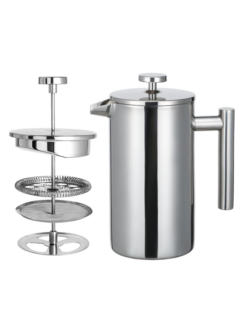 general Stainless Steel French Press Coffee Maker, 1 Liter / 1.05 Quart / 8 Cups / 34 Ounces, Double-Wall Coffee Pot with Serving Utensil, Ideal for Home, Office, Travel, and Camping - Image 1