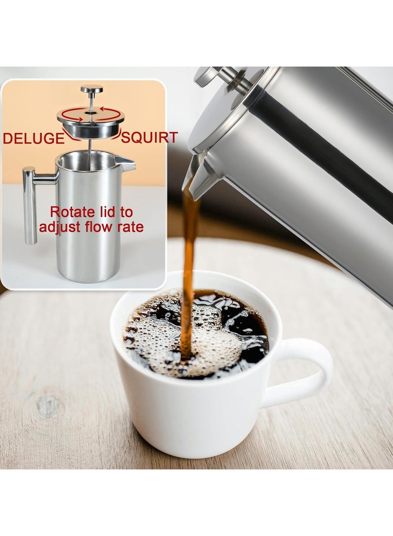 general Stainless Steel French Press Coffee Maker, 1 Liter / 1.05 Quart / 8 Cups / 34 Ounces, Double-Wall Coffee Pot with Serving Utensil, Ideal for Home, Office, Travel, and Camping - Image 4