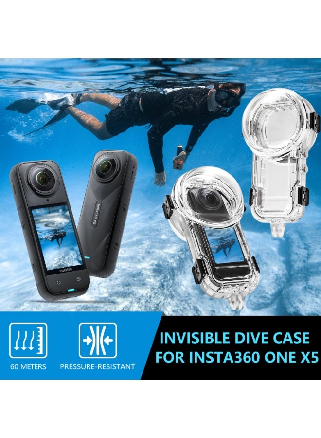 PULUZ Invisible Dive Case for Insta360 X5 , Waterproof Case 60M/196ft Depth Rating, Underwater Diving Housing Cover Protective Sealed Shell Photography Housings Action Camera Accessories - Image 2