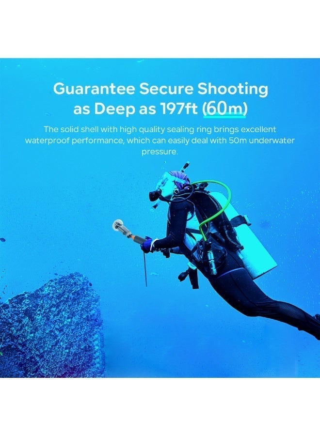 PULUZ Invisible Dive Case for Insta360 X5 , Waterproof Case 60M/196ft Depth Rating, Underwater Diving Housing Cover Protective Sealed Shell Photography Housings Action Camera Accessories - Image 5