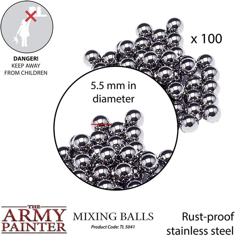 The Army Painter Paint Mixing Balls - Rust-Proof Stainless Steel Mixing Ball Ideal for Model Paint Mixer Bottle. 100 PCS Stainless Steel Mixing Paint Agitator Balls x 5.5mm/apr. 0.22â€ Paint Balls - Image 1