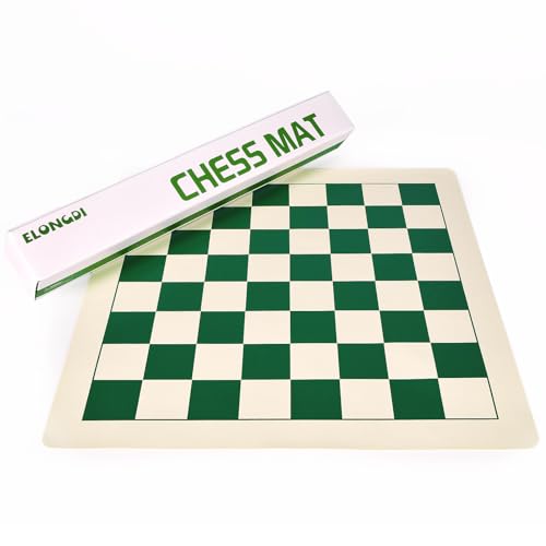 ELONGDI Roll-Up Vinyl Chess Board Mat - 15.5" Chess Mat for 3-Inch King, Lightweight & Non-Slip Portable Travel Chess Board for Beginner and Kids - No Chess Pieces - Image 1