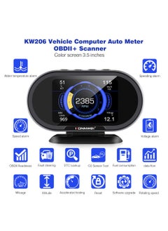 Konnwei KW206 Car Head Up Display OBD2 HUD Digital Meter Gauge All in One Automotive Trip Computer Smart OBD Speedometer Water Temperature Fuel Pressure Tester for All 2003 and Newer Cars  - Image 5