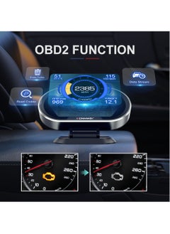 Konnwei KW206 Car Head Up Display OBD2 HUD Digital Meter Gauge All in One Automotive Trip Computer Smart OBD Speedometer Water Temperature Fuel Pressure Tester for All 2003 and Newer Cars  - Image 3