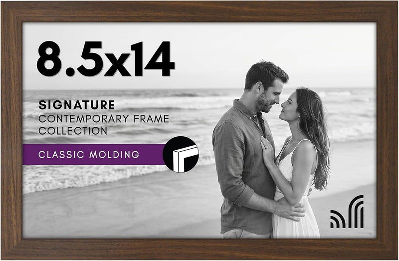 Americanflat 8.5x14 Picture Frame in Walnut - Composite Wood with Shatter Resistant Glass - Horizontal and Vertical Formats for Wall with Included Hanging Hardware - Image 1