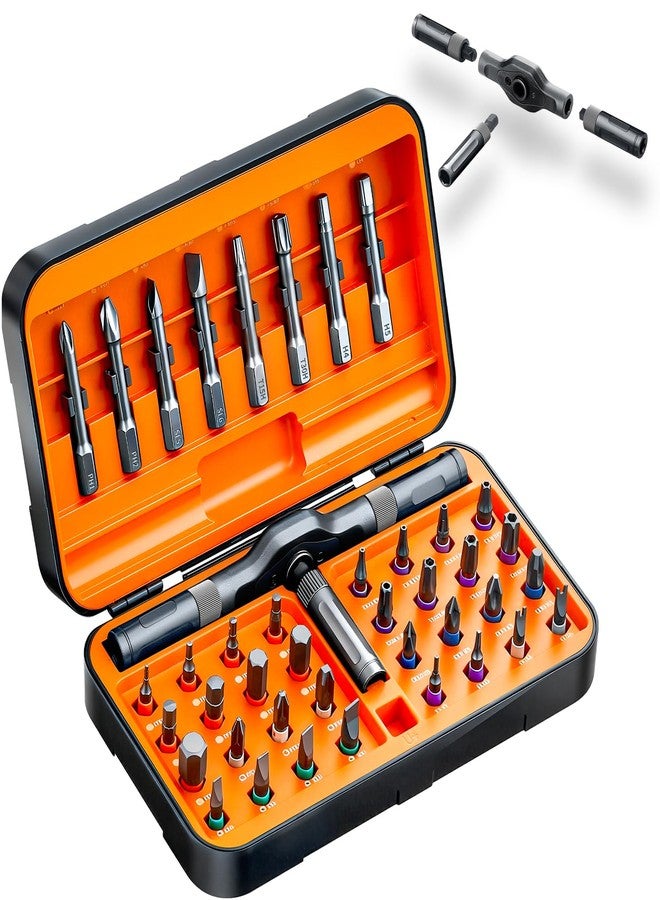 42 in 1 Magnetic Screwdriver Set, DIY Ratchet Screwdriver Set, Multi Bit Screw Drive with Storage Case, Portable Compact Repair Tool Kit for Christmas Gifts, Furniture, Computer, Bicycle- Orange