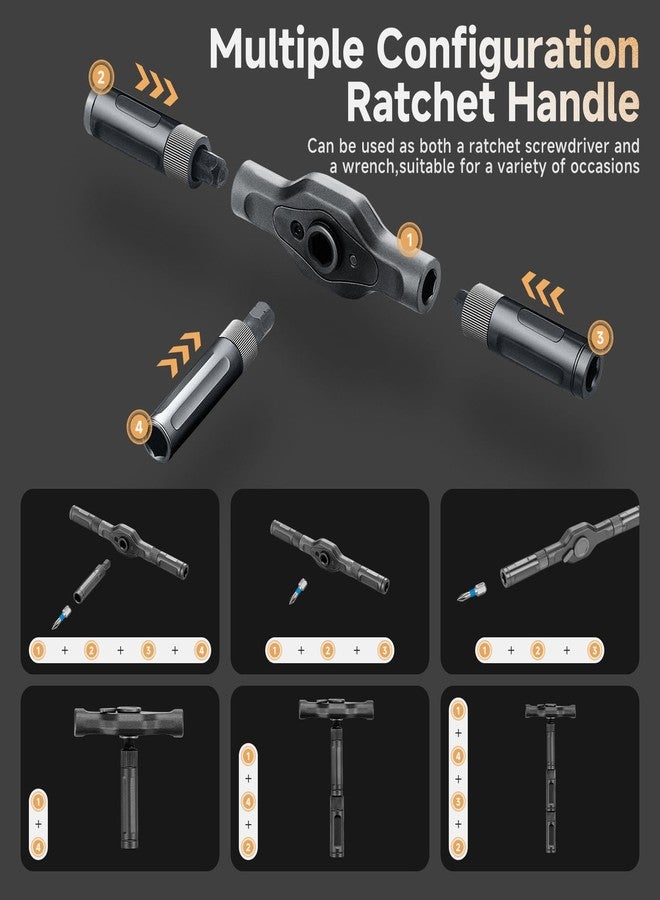 prekull 42 in 1 Magnetic Screwdriver Set, DIY Ratchet Screwdriver Set, Multi Bit Screw Drive with Storage Case, Portable Compact Repair Tool Kit for Christmas Gifts, Furniture, Computer, Bicycle- Orange - Image 4