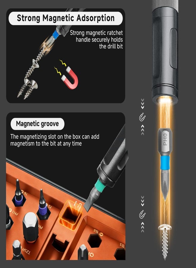 prekull 42 in 1 Magnetic Screwdriver Set, DIY Ratchet Screwdriver Set, Multi Bit Screw Drive with Storage Case, Portable Compact Repair Tool Kit for Christmas Gifts, Furniture, Computer, Bicycle- Orange - Image 5