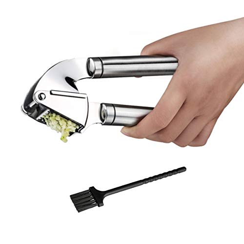 i Kito Best Garlic Press With Cleaning Brush - Solid 18/10 Stainless Steel Garlic Crusher Mincer Ginger Tools - Image 3